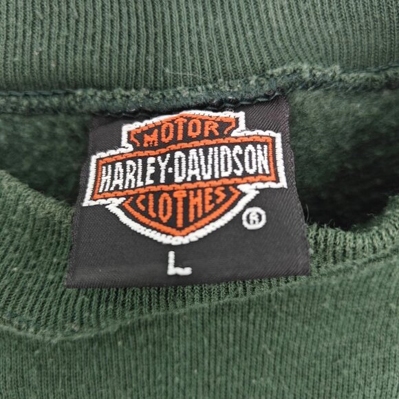 Vintage 90’s Harley Davidson Green RARE Side Winder Snake Crewneck Size Large - Picture 9 of 10
